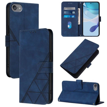 Crossbody Phone Case for Daily Outings Hands Free Carry With Lanyard and Secure Access - blue PU TPU wallet case with card slots and stand