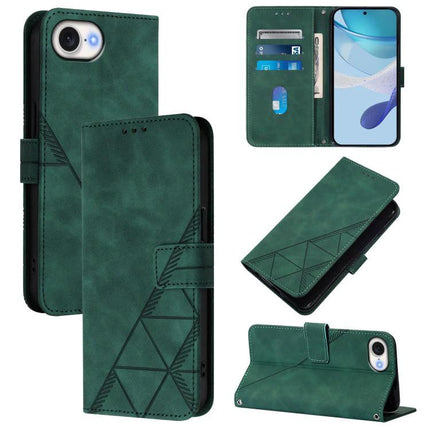 Phone Case With Crossbody Strap For Everyday Hands-Free Use - green PU wallet case with card slots, magnetic flap and kickstand