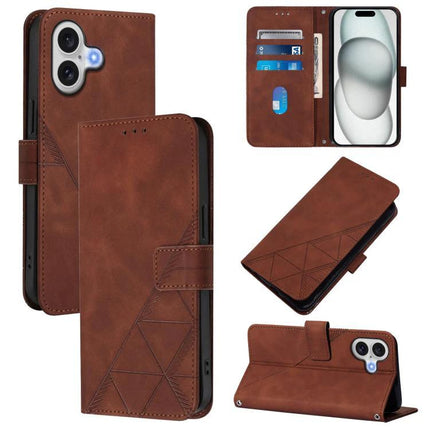 Phone Case With Crossbody Strap For Everyday Hands-Free Use - brown PU leather wallet case with card slots and stand
