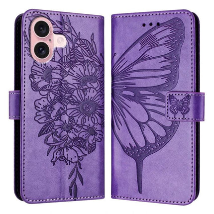 Leather Phone Case With Built-In Stand purple butterfly floral PU leather wallet case with TPU core and hands-free stand