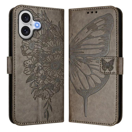 Embossed Butterfly Leather Phone Case With Card Slot For Daily Use brown PU leather wallet case with embossed butterfly and floral design, card slots, and stand