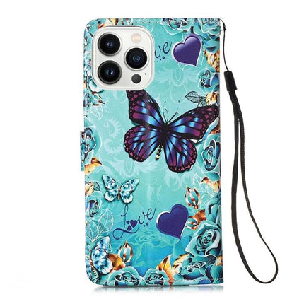 Leather Phone Case for Everyday Protection on the Go - teal butterfly floral wallet case with card slot and wrist strap
