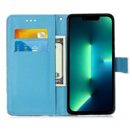 Leather Phone Case for Everyday Protection on the Go - blue leather wallet case with card slots, cash pocket and hands-free stand