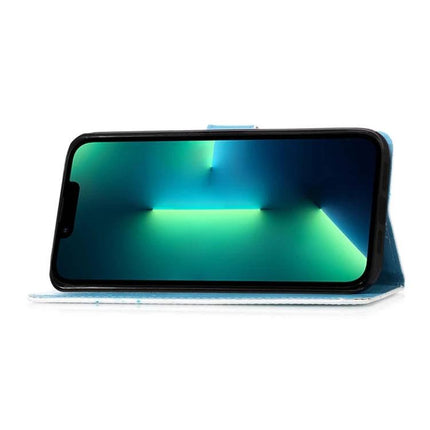 Leather Phone Case for Everyday Protection on the Go shown as a blue folio stand with hands-free viewing and card slot, slim protective leather design