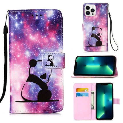 Leather Phone Case for Everyday Protection on the Go - galaxy purple panda wallet case with card slot and stand