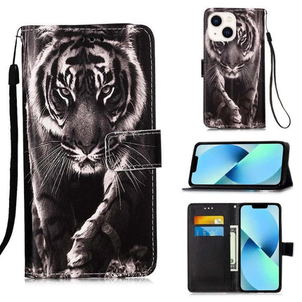 Leather Phone Case for Everyday Protection on the Go featuring black tiger print wallet case with card slots and hands-free stand