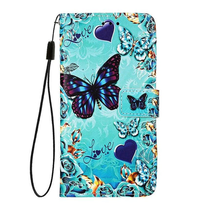 Leather Phone Case For Everyday Use With Easy Access To Features And Daily Protection - teal butterfly wallet case with stand and wrist strap