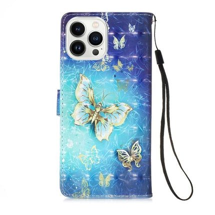 Leather Flip Case With Card Slot For Everyday Phone Protection - blue butterfly PU leather wallet case with wrist strap