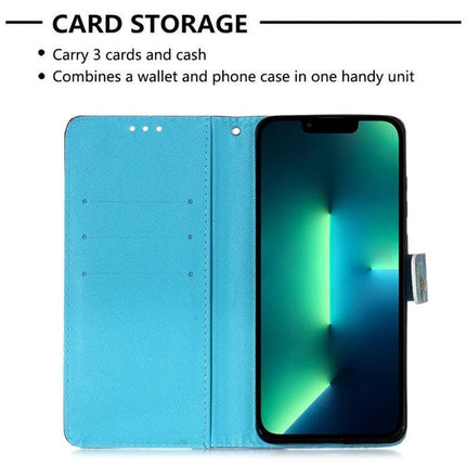Leather Flip Case With Card Slot For Everyday Phone Protection - turquoise PU leather wallet phone case showing open view with card slots and phone