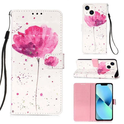 Leather Flip Case With Card Slot For Everyday Phone Protection - pink watercolor flower PU leather wallet case with wrist strap