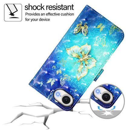 Leather Phone Case for Everyday Protection with blue floral butterfly wallet design, PU leather clutch with card slots and shock-resistant TPU interior