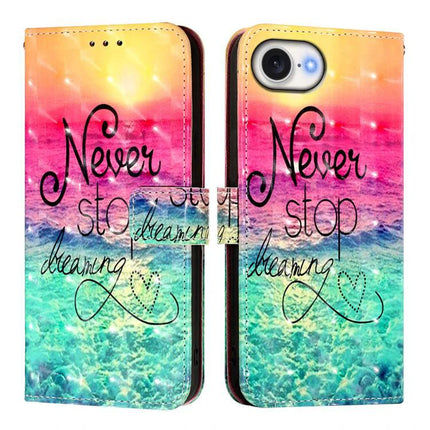 Leather Phone Case for Everyday Protection with colorful 'Never stop dreaming' wallet-style PU leather cover, card slots and TPU interior
