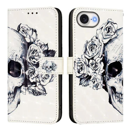 Leather Phone Case for Everyday Protection with skull and rose wallet design, PU leather wallet case with card slots