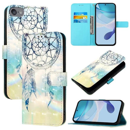 Leather Flip Phone Case for Daily Travel - dreamcatcher PU leather wallet case with card slots and TPU bumper for commute protection