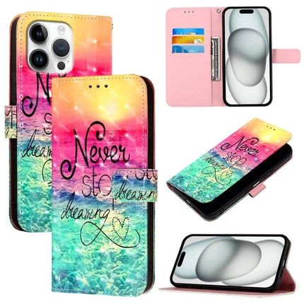 Leather Flip Phone Case For iPhone With Card Slot For Everyday Protection And Quick Access - colorful 'Never stop dreaming' wallet cover