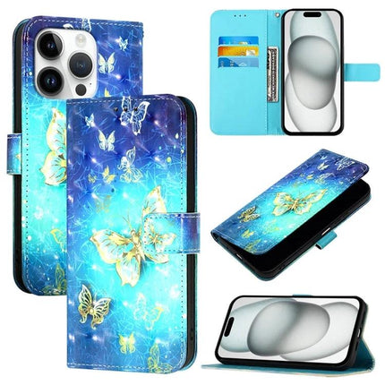 PU Leather iPhone Case for Everyday Protection on the Go - blue butterfly wallet case with card slots and hands-free stand