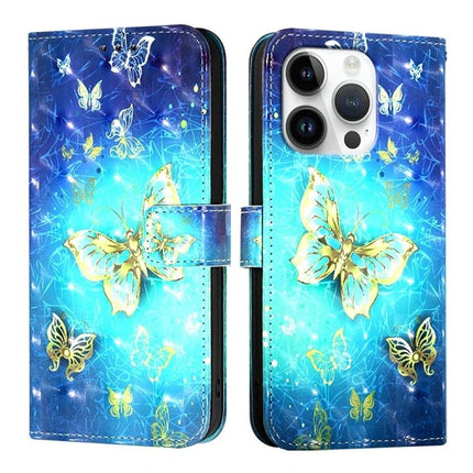 PU Leather iPhone Case for Everyday Protection on the Go - blue butterfly wallet case with card slots and hands-free stand