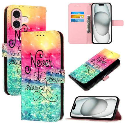 PU Leather iPhone Case for Everyday Protection on the Go - colorful wallet folio with card slots, stand function and ‘Never stop dreaming’ design