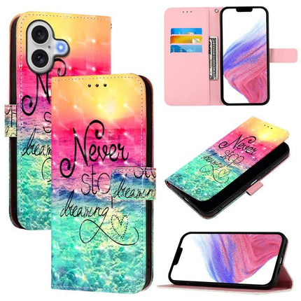Leather Flip Phone Case For iPhone With Card Slot For Everyday Protection And Quick Access - colorful 'Never stop dreaming' wallet cover with card slots and stand