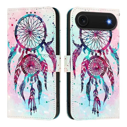 Leather Flip Phone Case For iPhone With Card Slot For Everyday Protection And Quick Access - watercolor dreamcatcher PU leather wallet