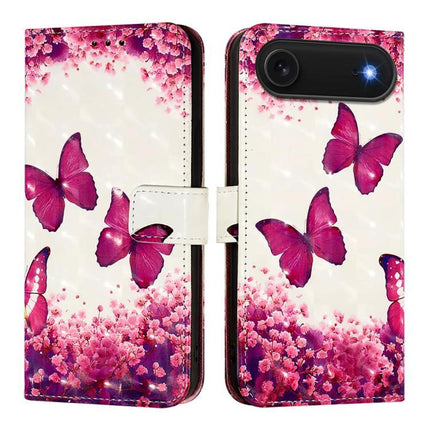 Leather Flip Phone Case For iPhone With Card Slot For Everyday Protection And Quick Access - pink butterfly floral PU leather wallet case