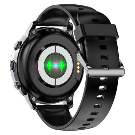 Smart Watch for Daily Health Tracking and Connectivity - rear sensors and black silicone strap showing heart rate and Bluetooth pairing