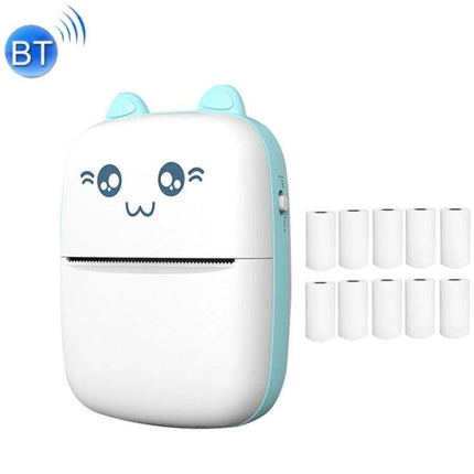Mini Bluetooth Wireless Thermal Printer for Portable Printing cute portable white-blue thermal printer with rolls, smartphone-compatible ink-free printing
