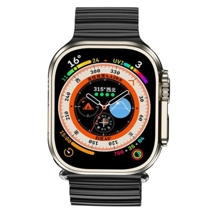 A Smart Watch for Everyday Connectivity and Daily Tracking - Android-style smartwatch with dynamic circular watch face showing steps, compass, and widgets