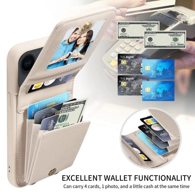 Crossbody Leather Phone Case For iPhone Daily Carry with card slots, cash pocket, built-in stand and protective TPU/PU shell