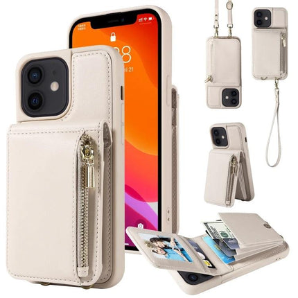 Versatile Crossbody Phone Wallet Hands Free For Everyday Errands And Walks During Daily Outings - beige leather phone wallet with zipper pocket, card slots, strap