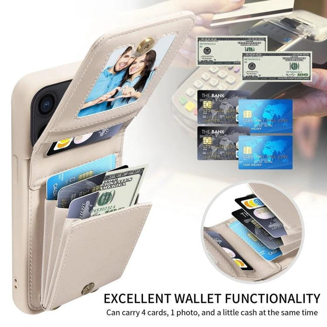 Versatile Crossbody Phone Wallet Hands Free For Everyday Errands And Walks During Daily Outings - beige phone wallet with card slots, photo ID window and cash