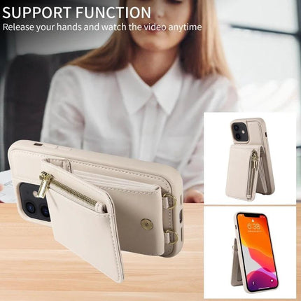 Versatile Crossbody Phone Wallet Hands Free For Everyday Errands And Walks During Daily Outings beige TPU PU phone wallet with zipper pocket and kickstand for hands-free use