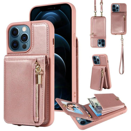 Versatile Crossbody Phone Wallet Hands Free For Everyday Errands And Walks During Daily Outings - rose gold phone wallet with zipper pocket, card slots, wrist strap