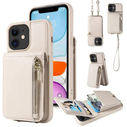 Versatile Crossbody Phone Wallet Hands Free For Everyday Errands And Walks During Daily Outings - beige leather phone wallet with zipper pocket and strap