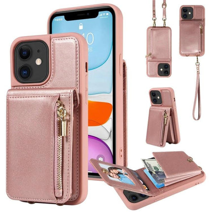 Versatile Crossbody Phone Wallet Hands Free For Everyday Errands And Walks During Daily Outings - rose gold wallet phone case with zipper pocket and strap