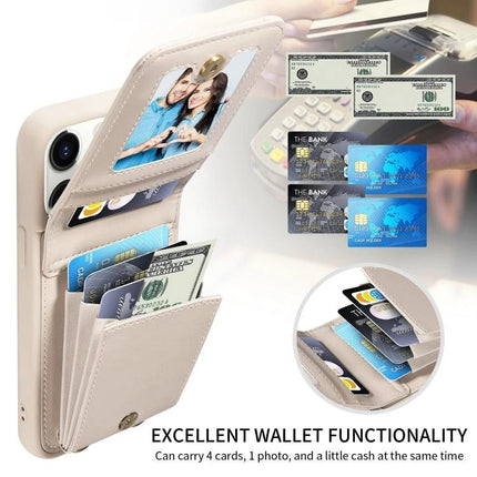Crossbody Wallet Case For Everyday Hands-Free Phone Accessory To Carry Essentials showing phone wallet with card slots, cash pocket, photo ID window and stand