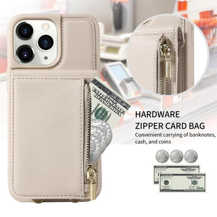 Crossbody Wallet Case For Everyday Hands-Free Phone Accessory To Carry Essentials beige TPU PU zipper card pocket with cash and coins