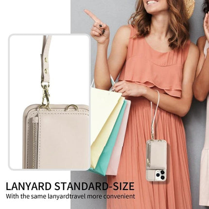 Crossbody Wallet Case For Everyday Hands-Free Phone Accessory To Carry Essentials beige crossbody phone wallet with lanyard for shopping and travel