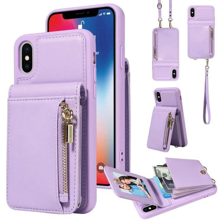 Crossbody Wallet Case For Everyday Hands-Free Phone Accessory To Carry Essentials in lavender TPU PU with zip pocket, card slots, stand and detachable strap