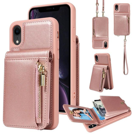 Crossbody Wallet Case For Everyday Hands-Free Phone Accessory To Carry Essentials blush pink TPU PU phone case with zip pocket and strap