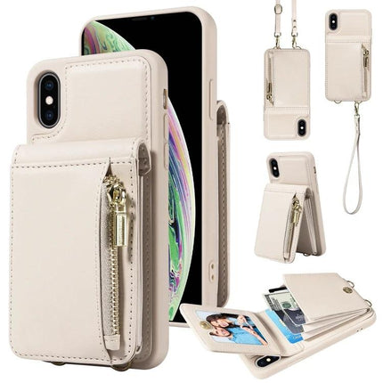 Crossbody Wallet Case For Everyday Hands-Free Phone Accessory To Carry Essentials beige TPU PU zippered phone wallet with strap and integrated stand