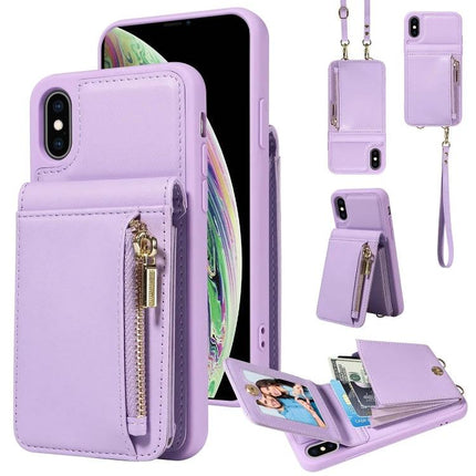 Crossbody Wallet Case For Everyday Hands-Free Phone Accessory To Carry Essentials - lavender PU TPU cardholder with zipper, stand, strap