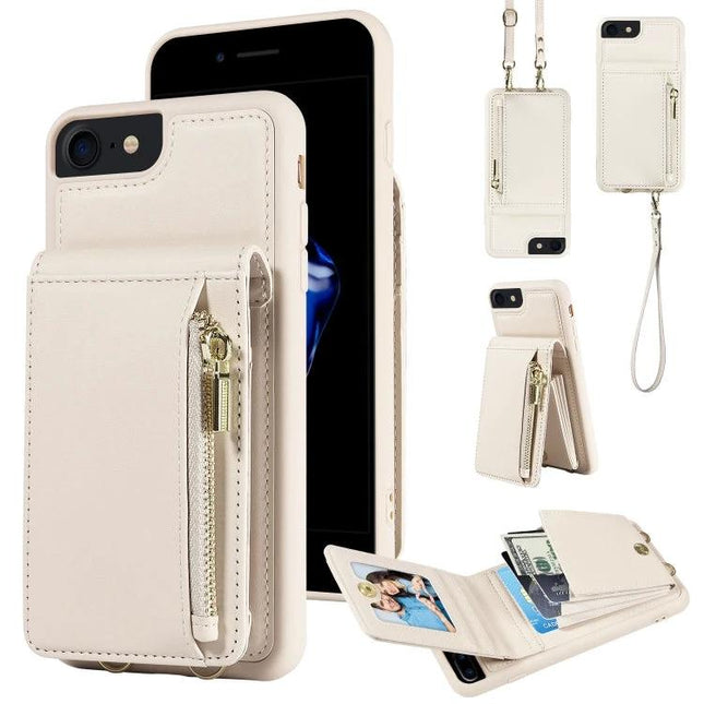 Crossbody Phone Case Wallet for Everyday Use and Travel with Easy Access Card Slots - cream PU wallet with zip coin pocket and card slots