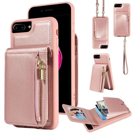 Crossbody Phone Case Hands Free for Everyday Outings with rose gold wallet, card slots, zipper pocket and detachable strap