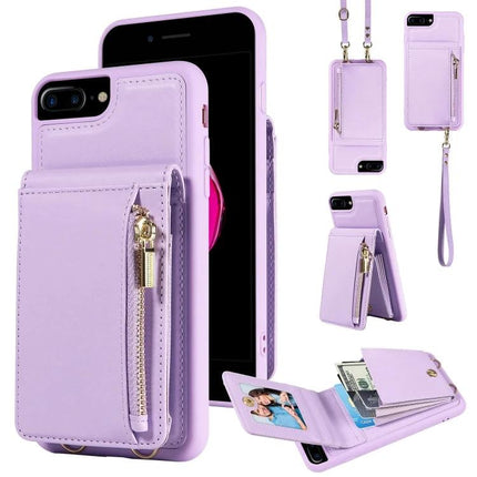 Crossbody Phone Case Hands Free for Everyday Outings Lilac wallet phone case with card slots, zipper pocket and detachable strap