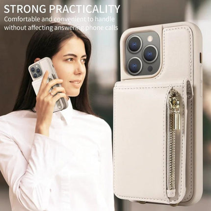 Crossbody Wallet Phone Case for Everyday Carry with white TPU+PU wallet, zipper pocket, card slots and adjustable crossbody lanyard