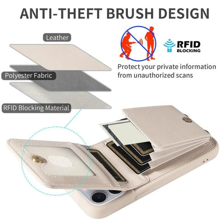 Daily Companion Phone Case With Wallet For Everyday Outings showing RFID-blocking anti-theft brush design, multiple card slots, cash compartment and integrated stand