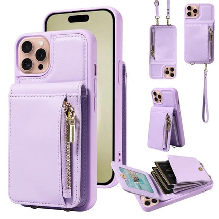 Daily Companion Phone Case With Wallet For Everyday Outings lavender wallet phone case with card slots, zip pocket and stand