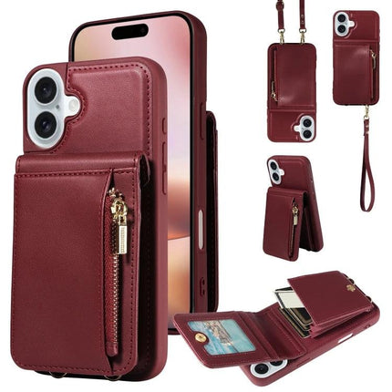 Daily Companion Phone Case With Wallet For Everyday Outings - burgundy leather wallet phone case with card slots, zipper pocket and detachable strap