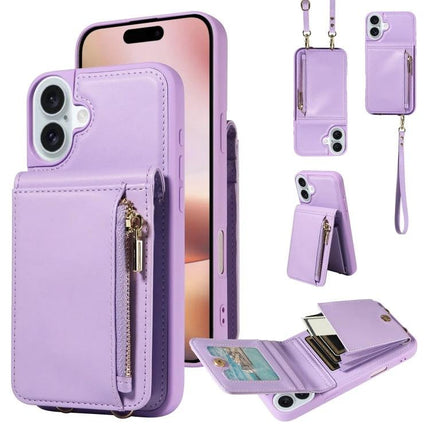 Daily Companion Phone Case With Wallet For Everyday Outings - lavender card slot phone case with zipper pocket and stand